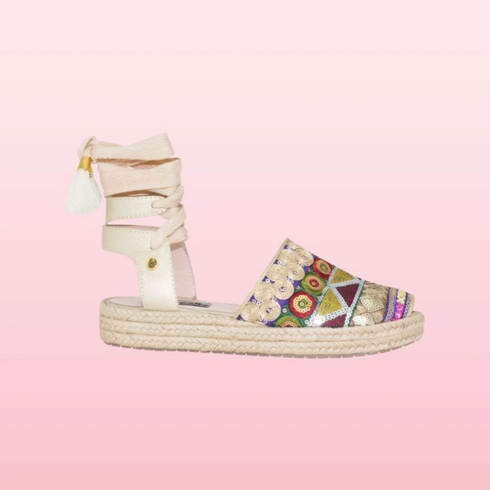 EUC Bon Bonite Embroidered Sequin Espadrilles